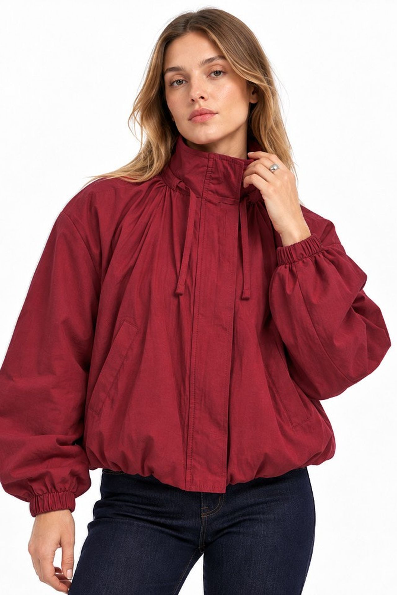 Oversize Dik Yakalı Bomber Ceket 4