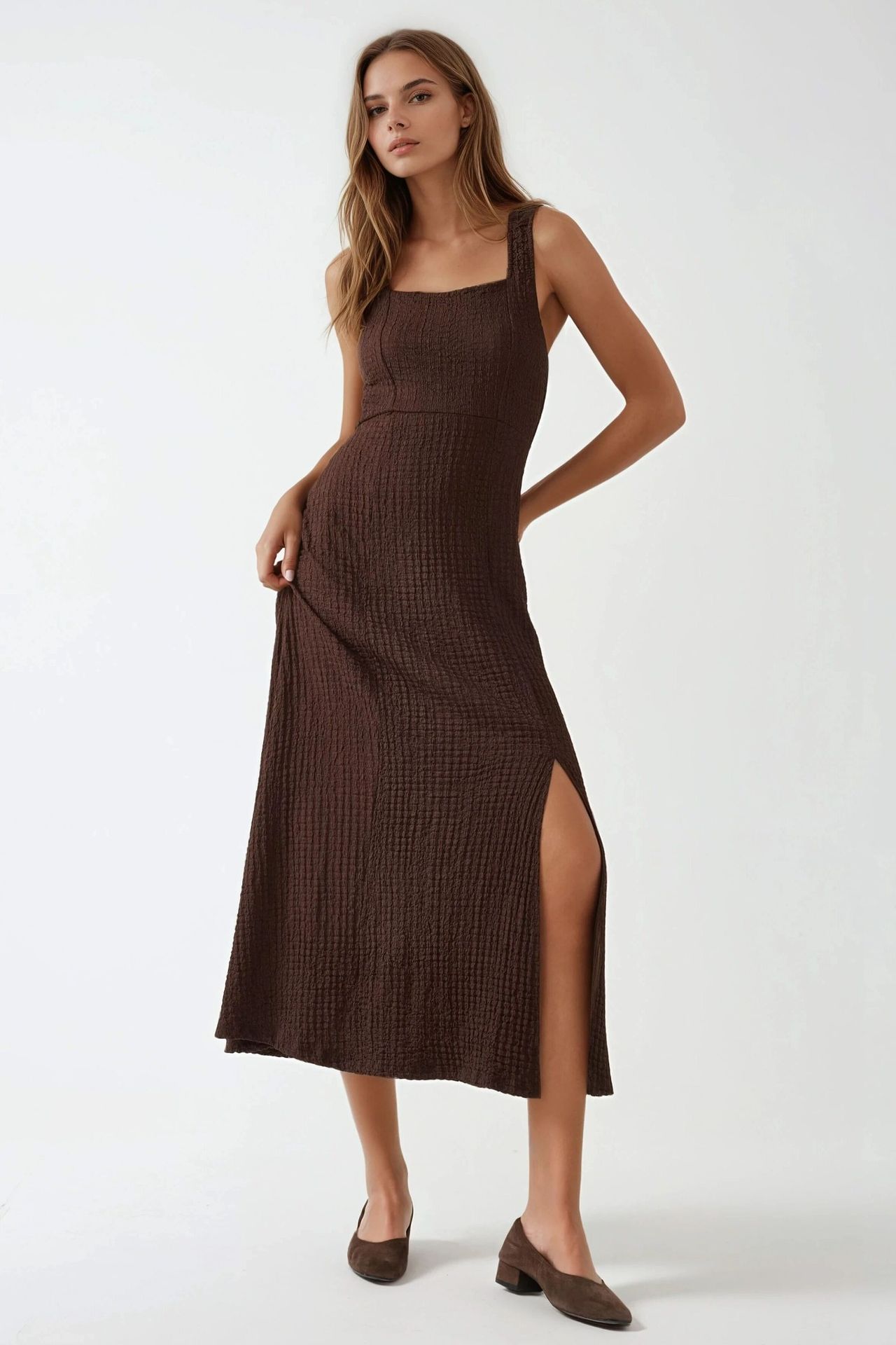 brown textured midi dress Casual Shoe Dress Sneakers Brown With White Outsole – Ace Marks