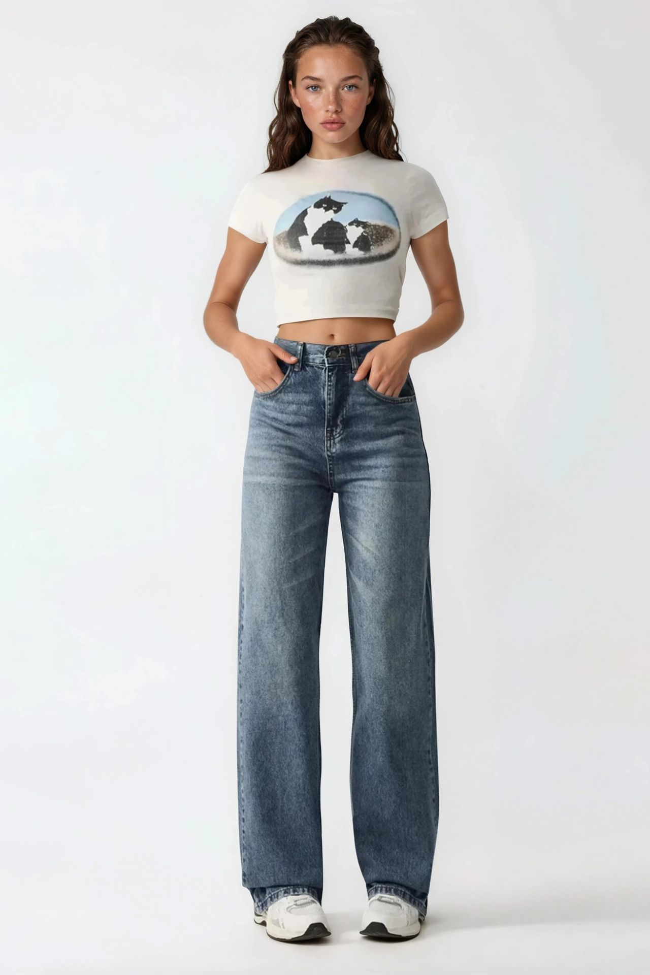 High Waist Straight Leg Denim Jeans 5