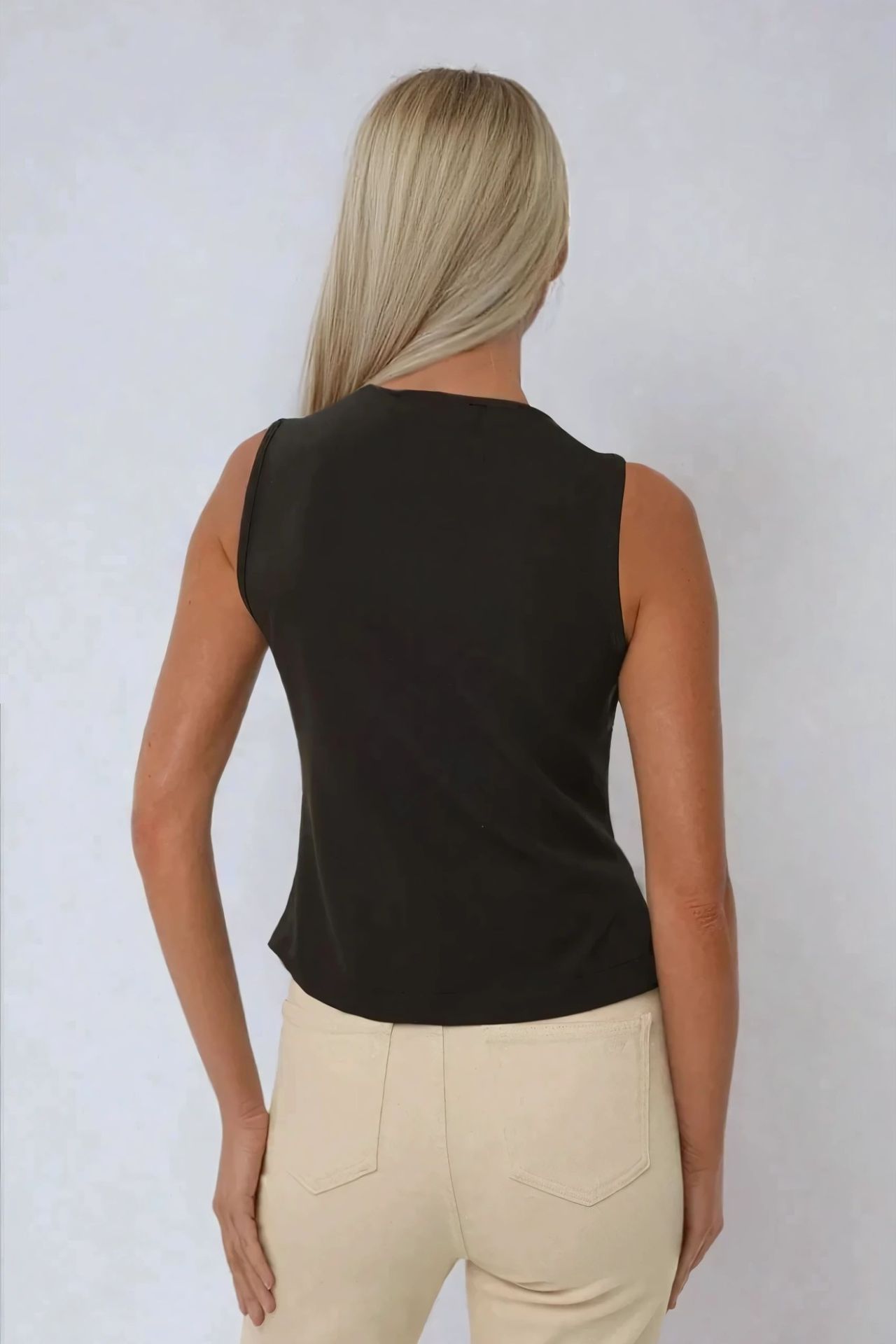 Fitted V-Neck Sleeveless Top