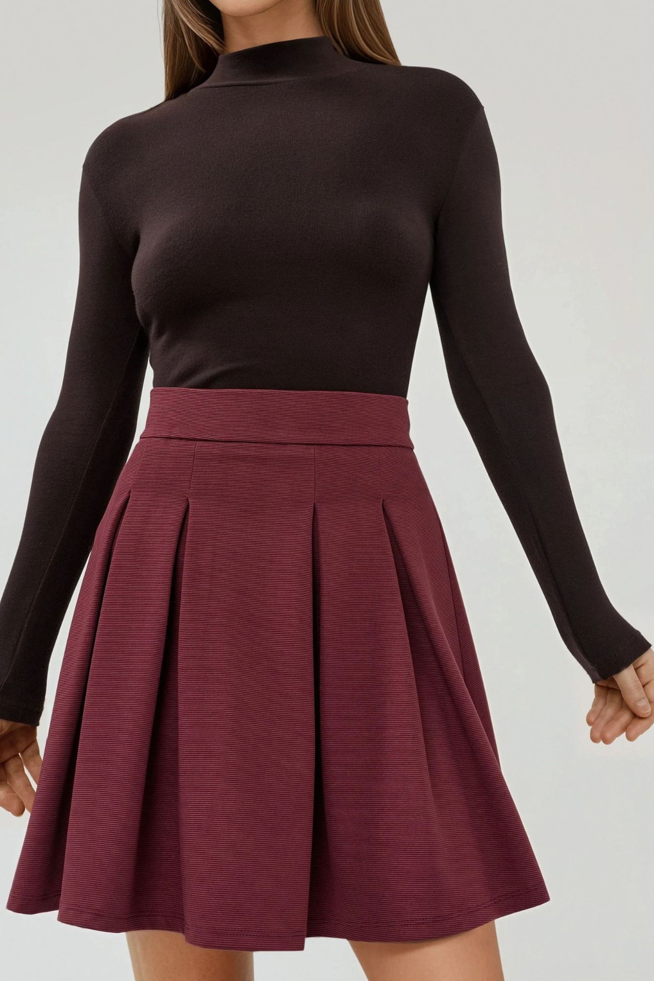 Pleated Mini Skirt with Zipper Closure