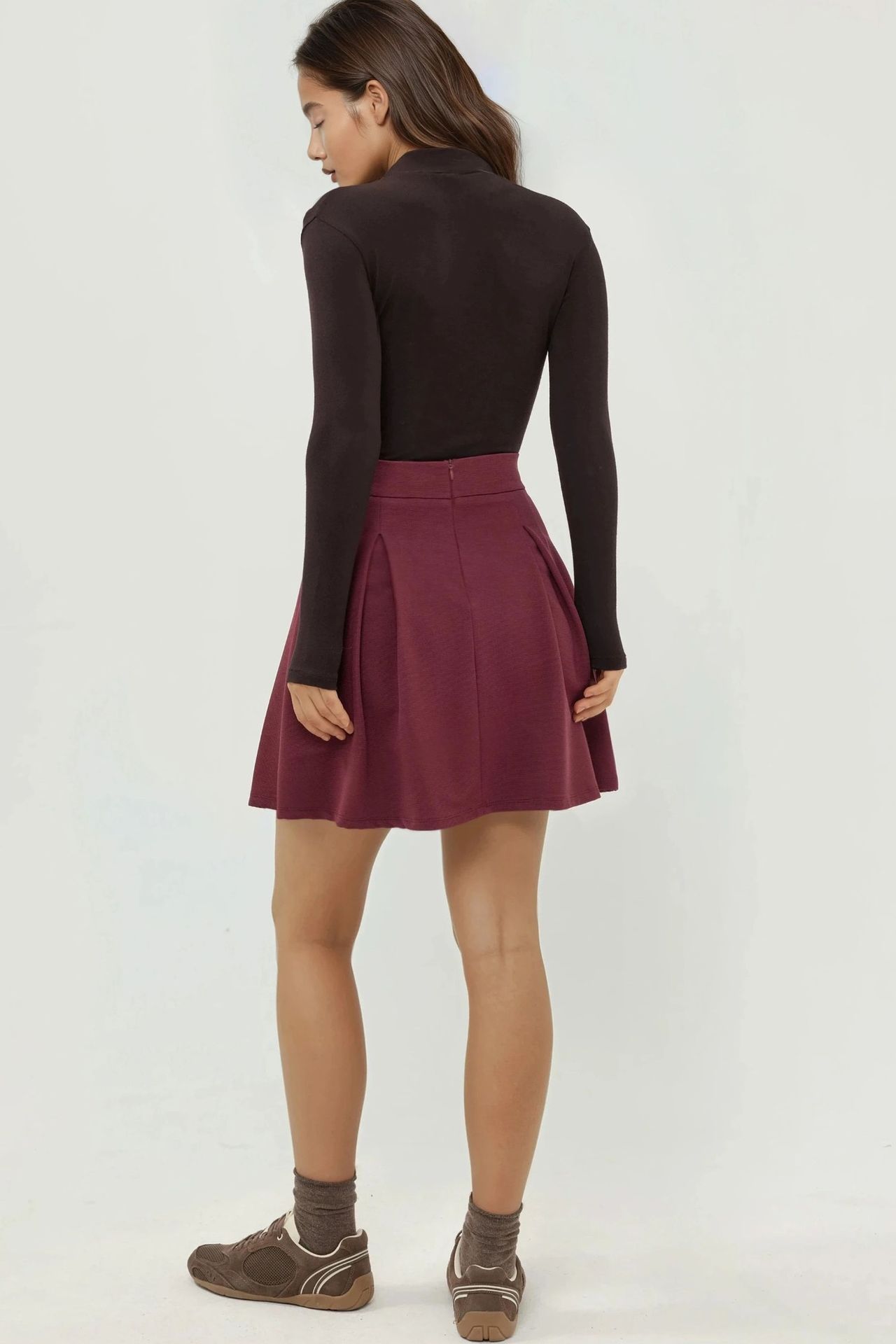 Pleated Mini Skirt with Zipper Closure