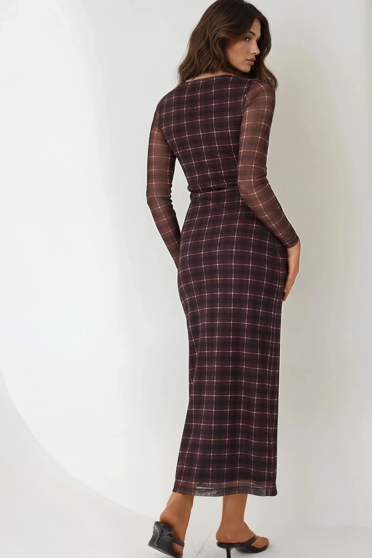 Plaid Bodycon Midi Dress 5
