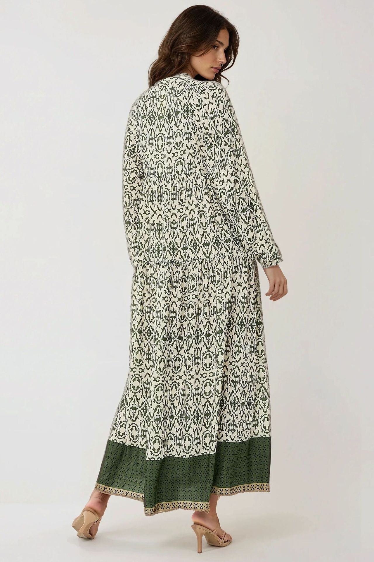Printed Maxi Dress with Shirt Collar