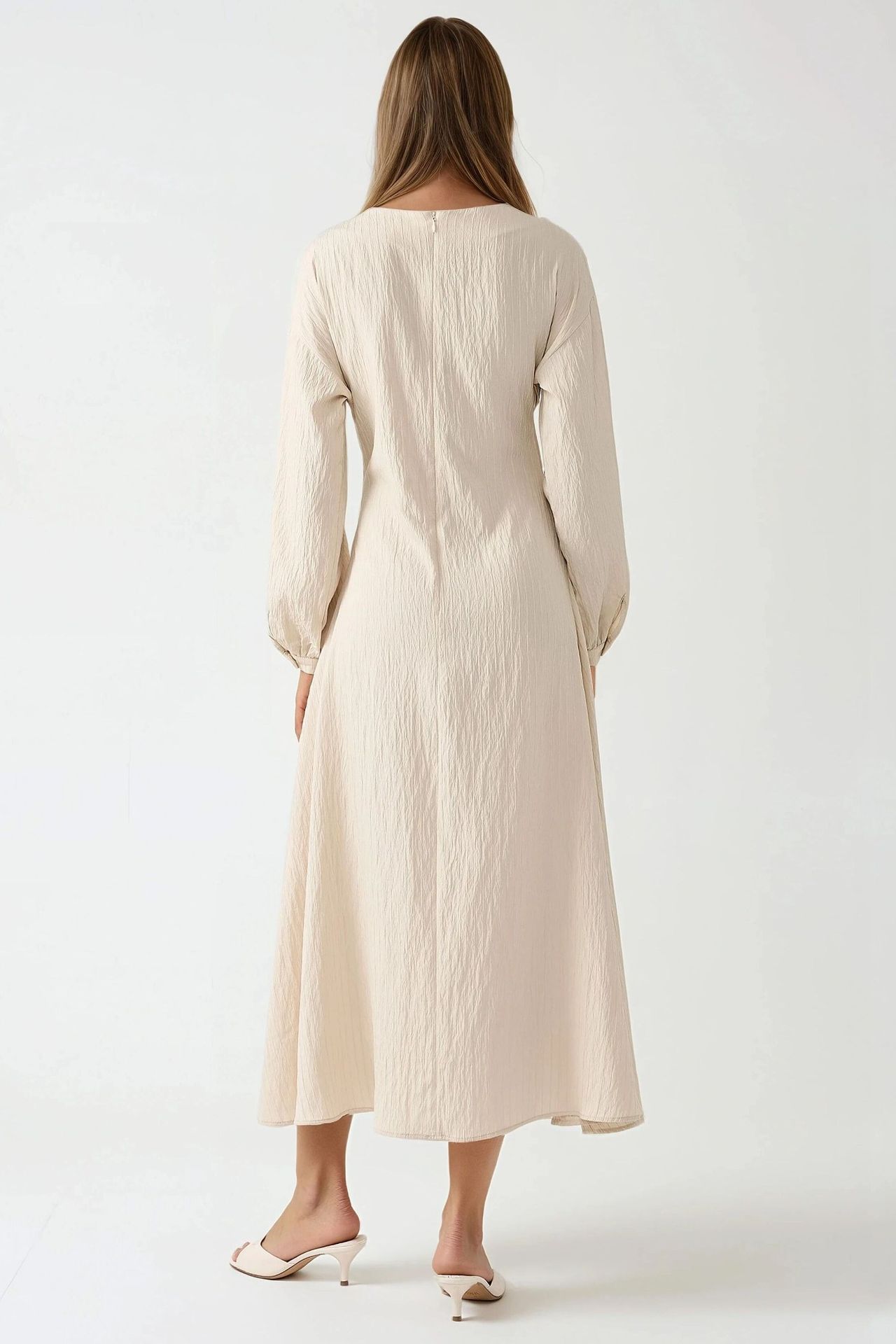 Textured Crew Neck Maxi Dress