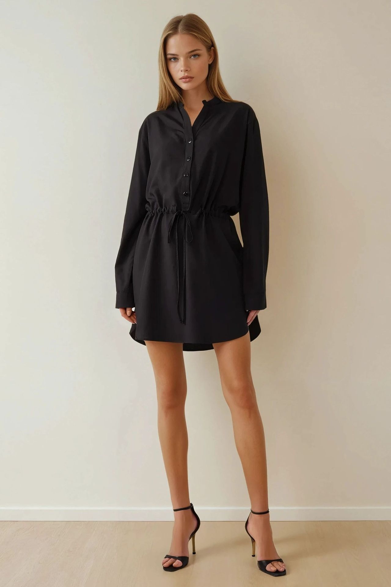 Relax Fit Viscose Mini Shirt Dress 