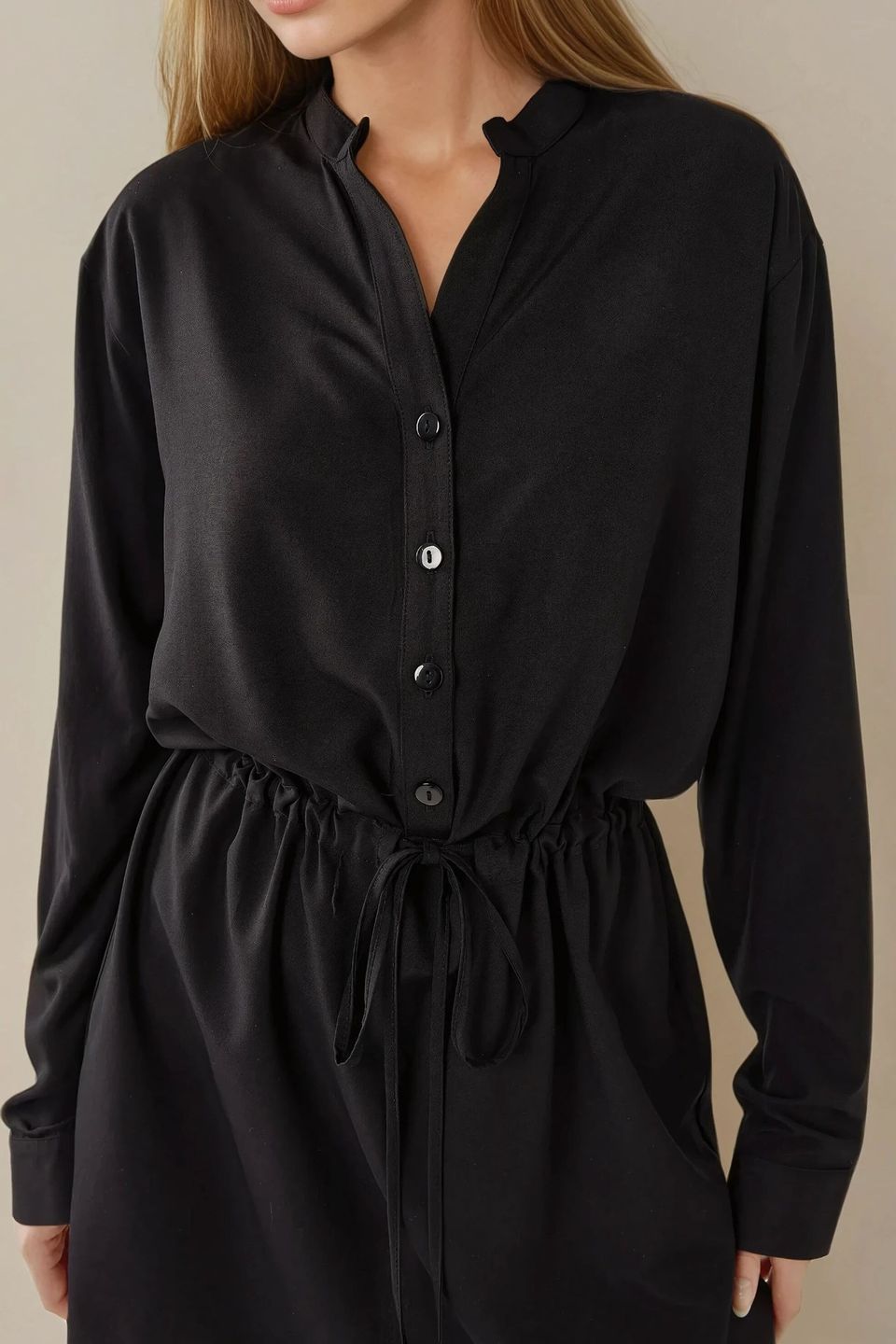 Relax Fit Viscose Mini Shirt Dress 