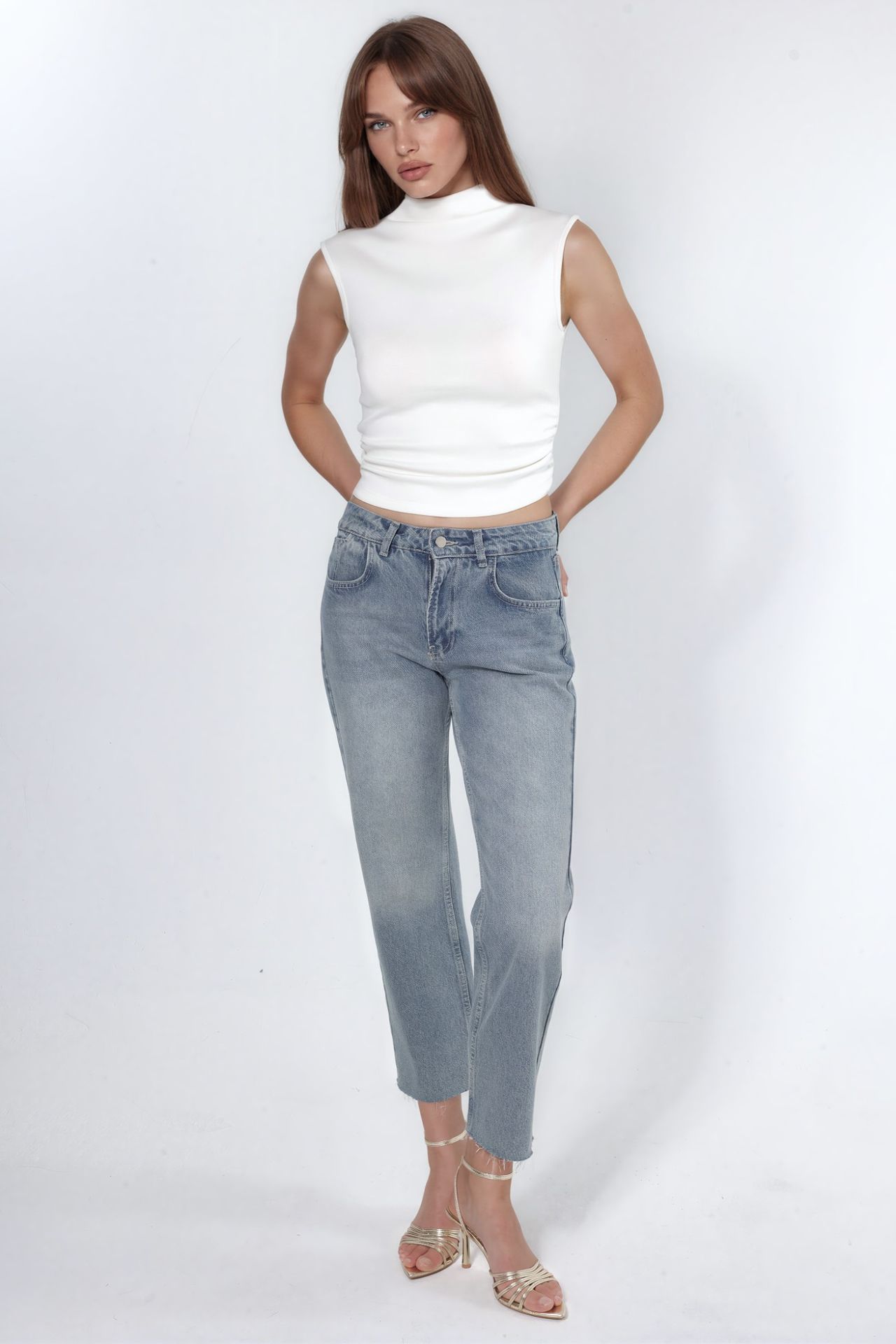 Modal Touch Half Turtleneck Crop Top 4