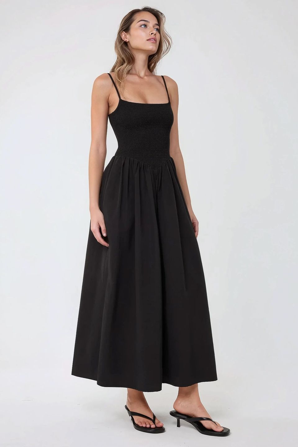 Square Collar A-Form Maxi Dress