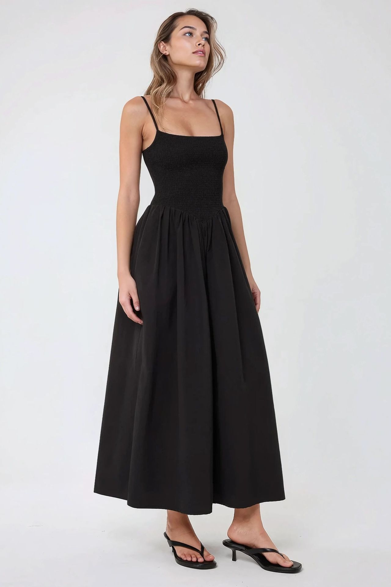 Square Collar A-Form Maxi Dress