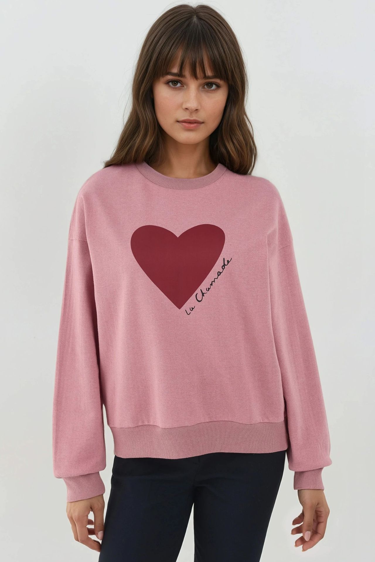 Printed Crew Neck Raised Sweatshirt 1