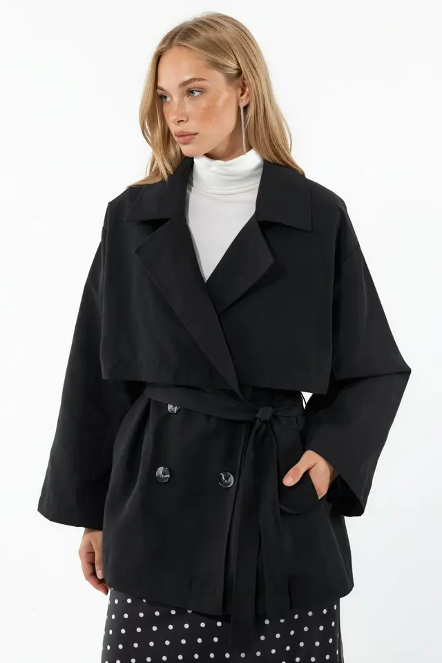 Double-Breasted Belted Trench Coat