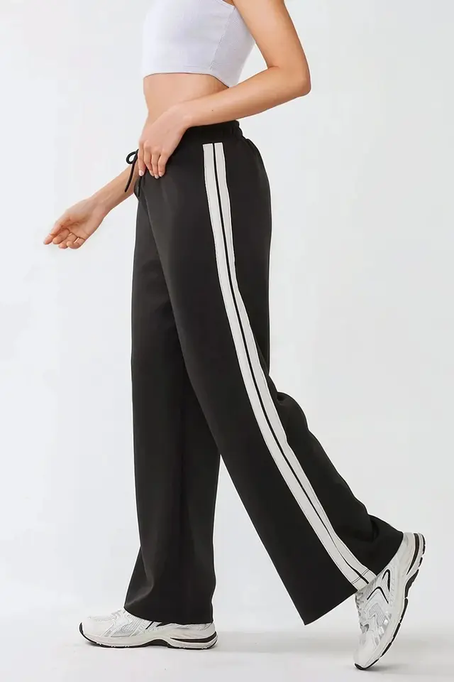 Wide Leg Striped Sweatpants