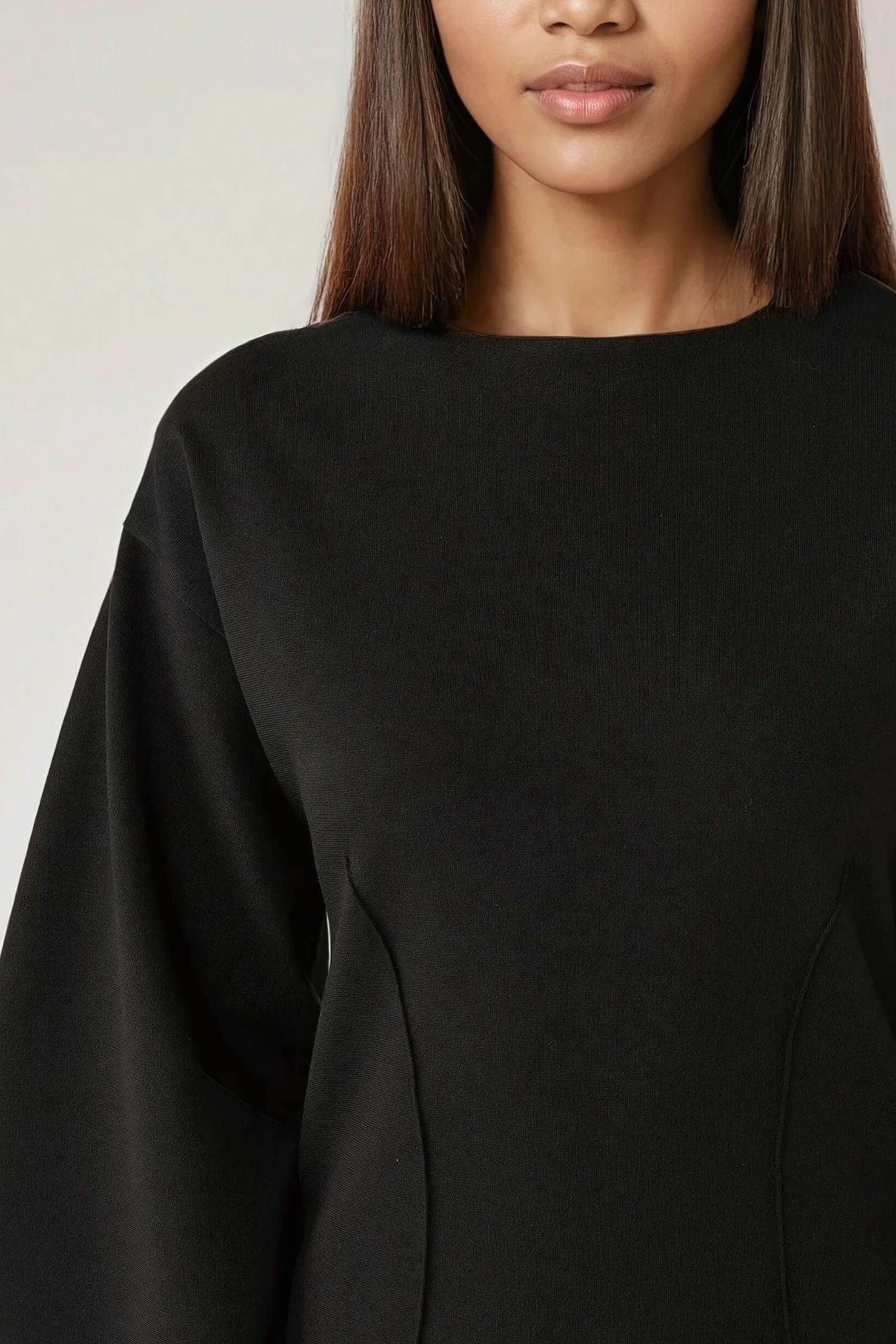 Fitted Long Sleeve Crew Neck Blouse