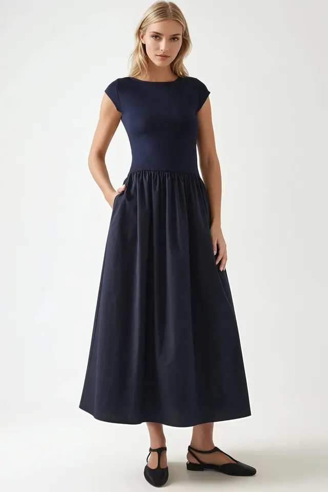 Contrast Midi Dress