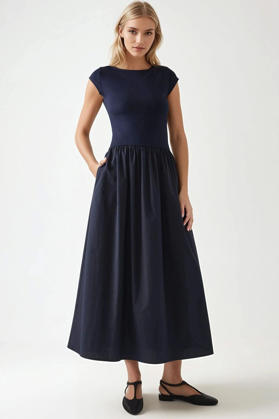 Contrast Midi Dress