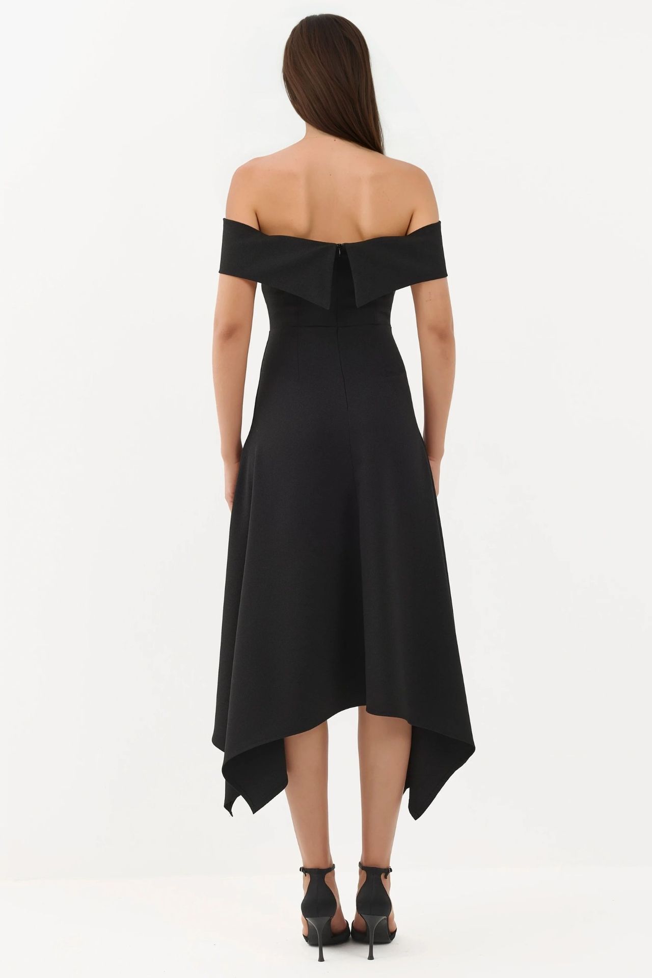 Off Shoulder A Line Midi Dress 3