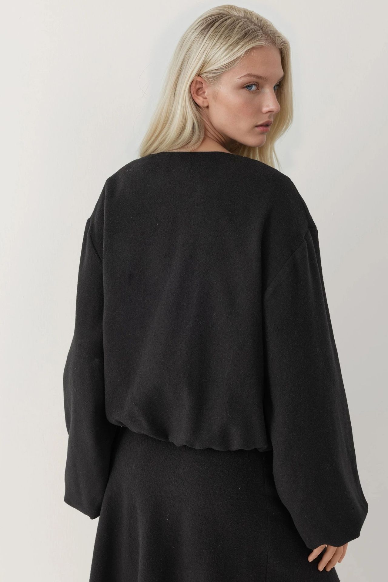 Full-Zip Oversized Textured Bomber Jacket 2