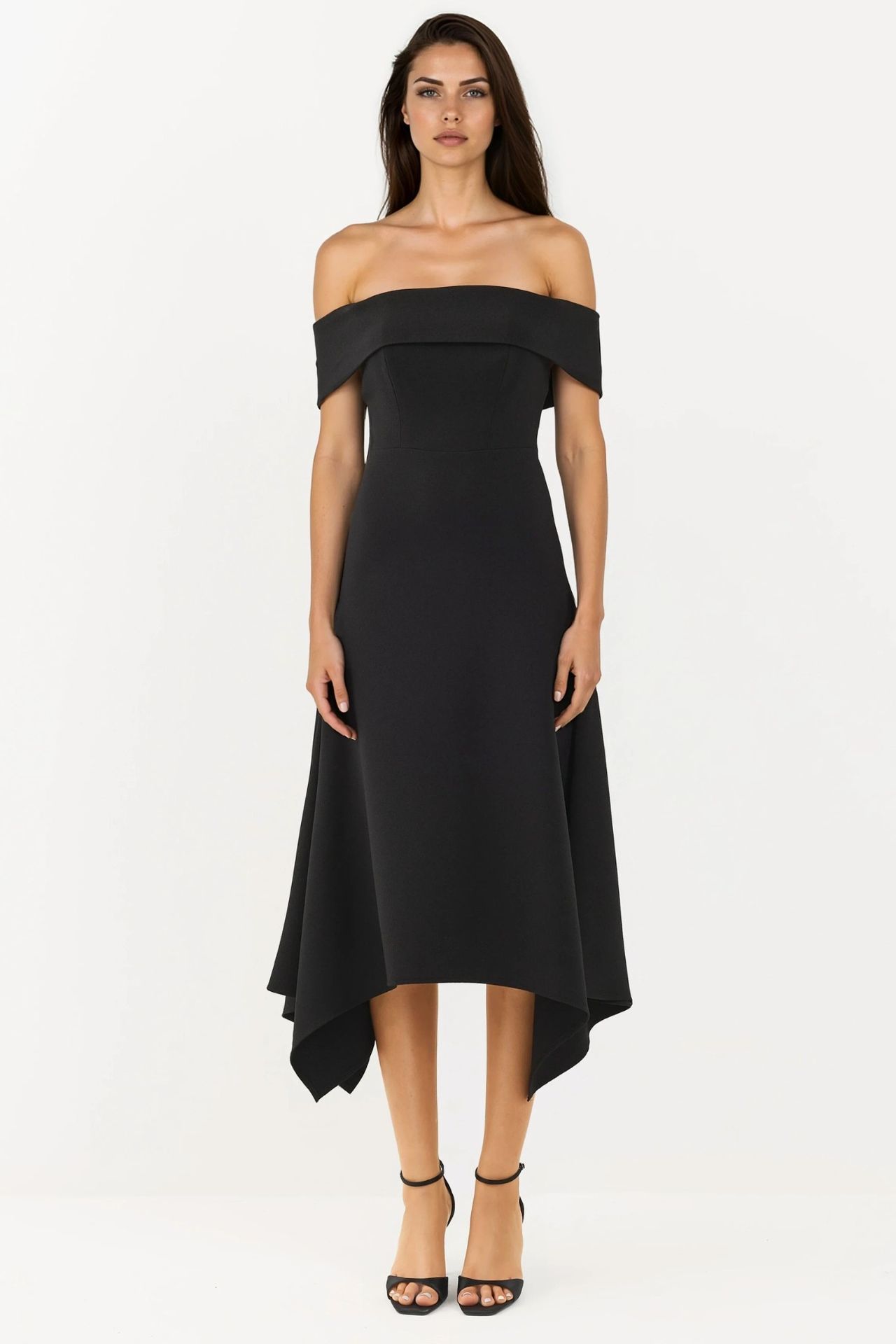 Off Shoulder A Line Midi Dress 6