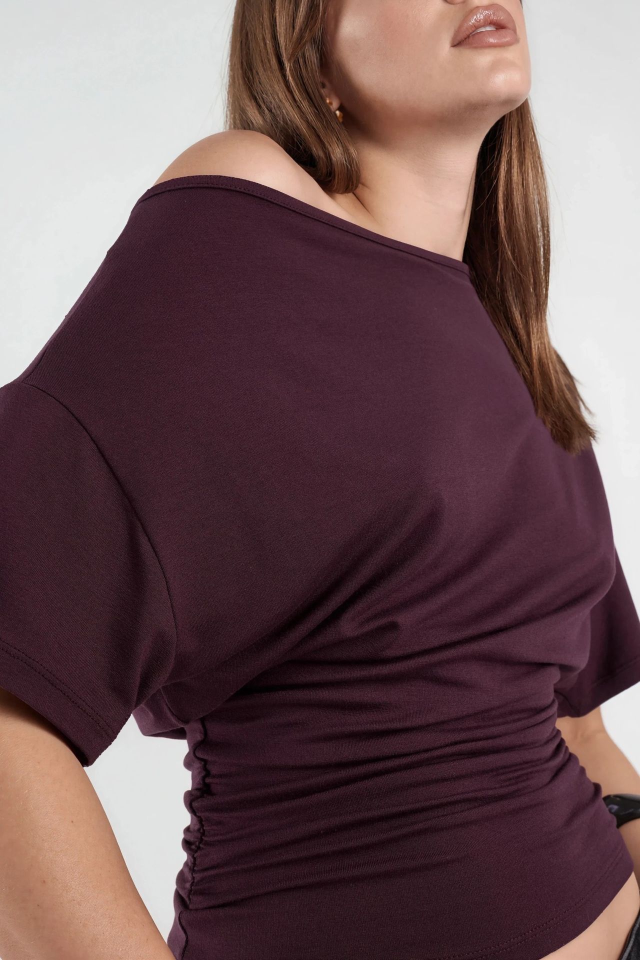 Asymmetrical Neck Soft Viscose Knit Top 6