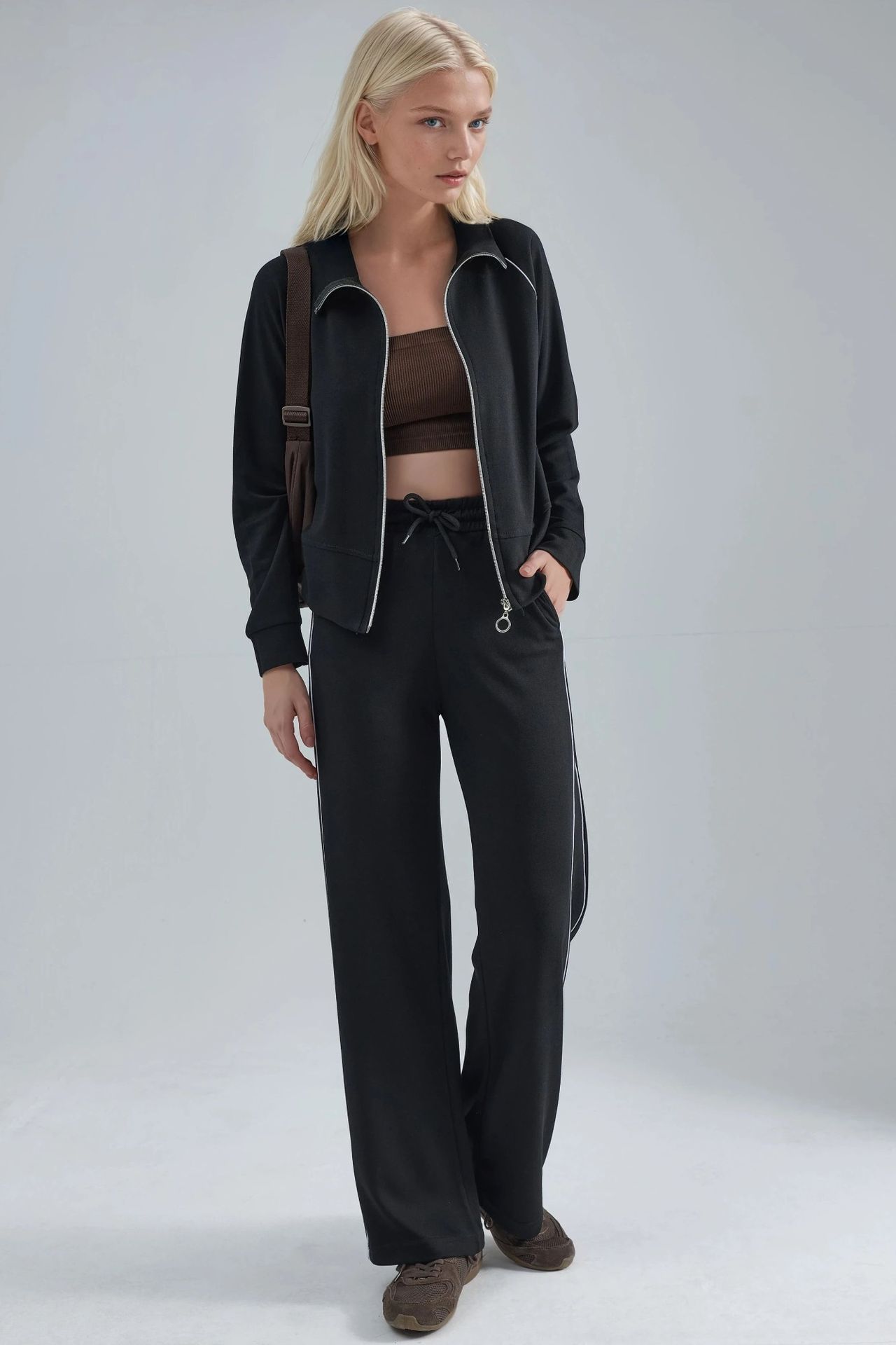 Modal Touch Zippered Sweatshirt & Pants Two-Piece Set Bersan Collection 1