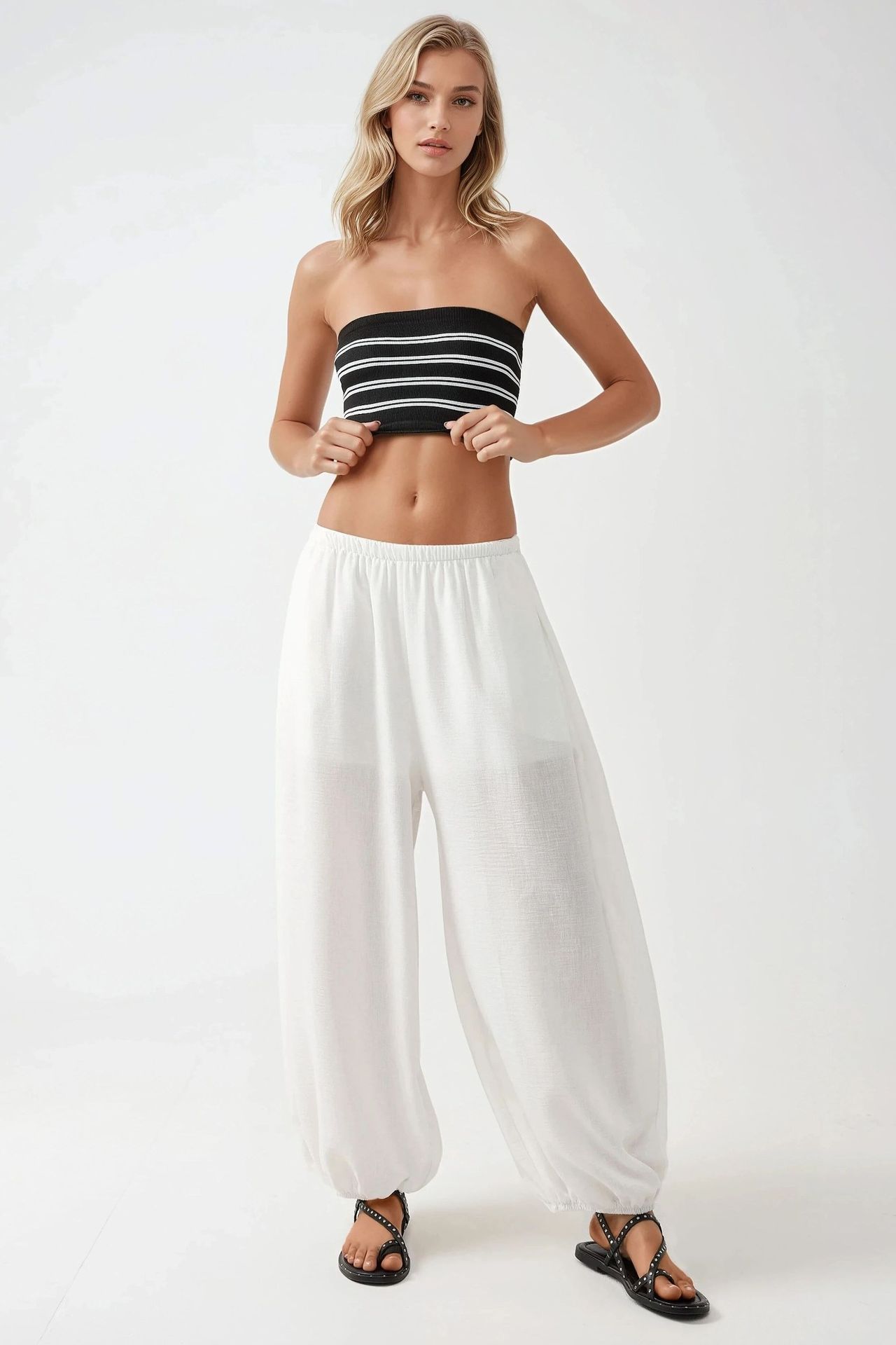 Strapless Striped Ribbed Crop Top Busem Collection 4