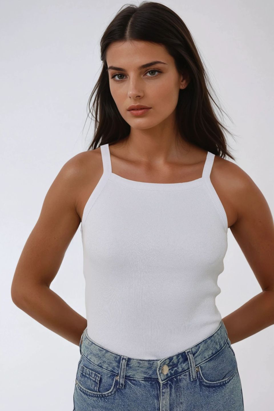  Halter Neck Fitted Basic Tank Top