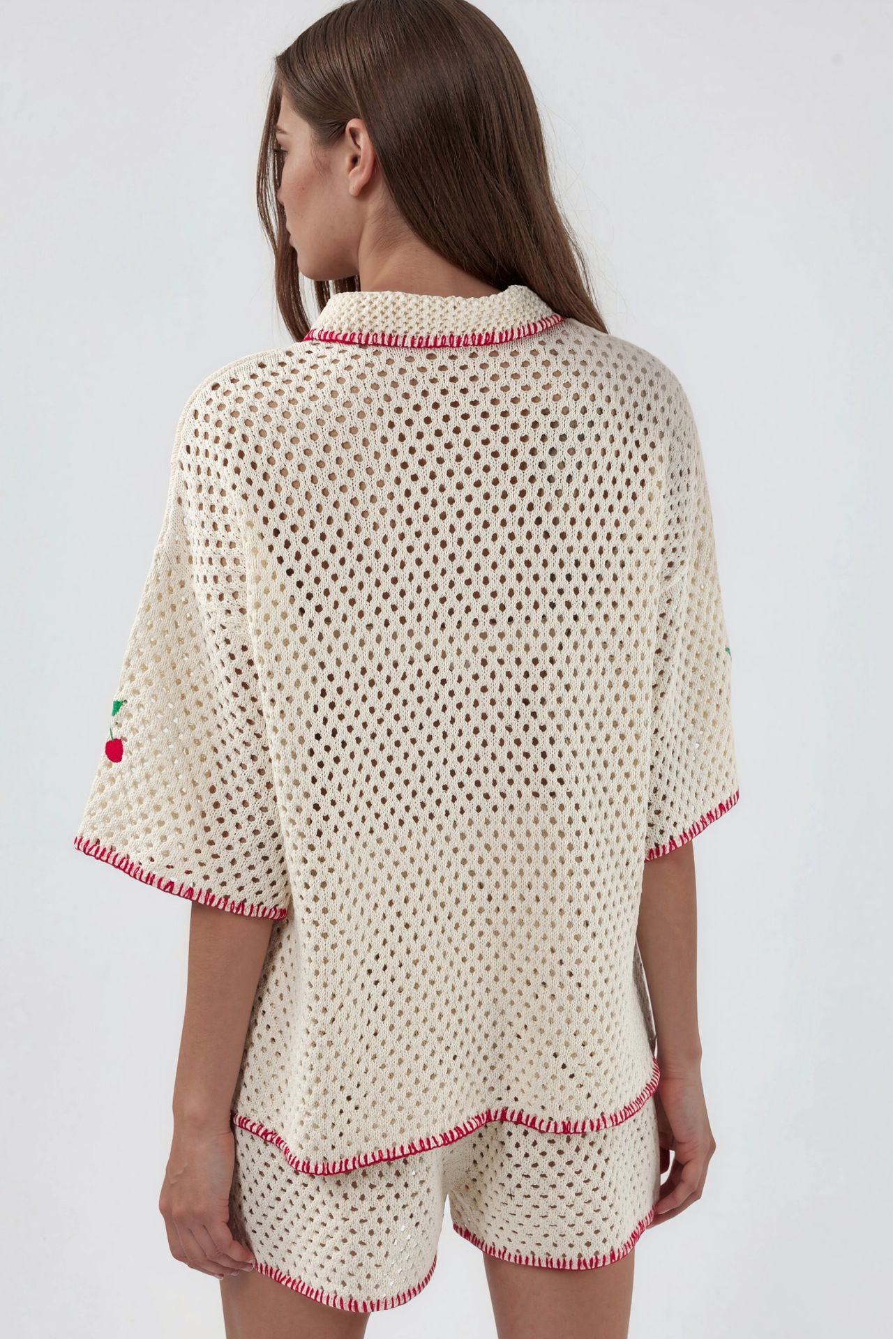 Embroidered Polo Collar Two-Piece Coord Set 4