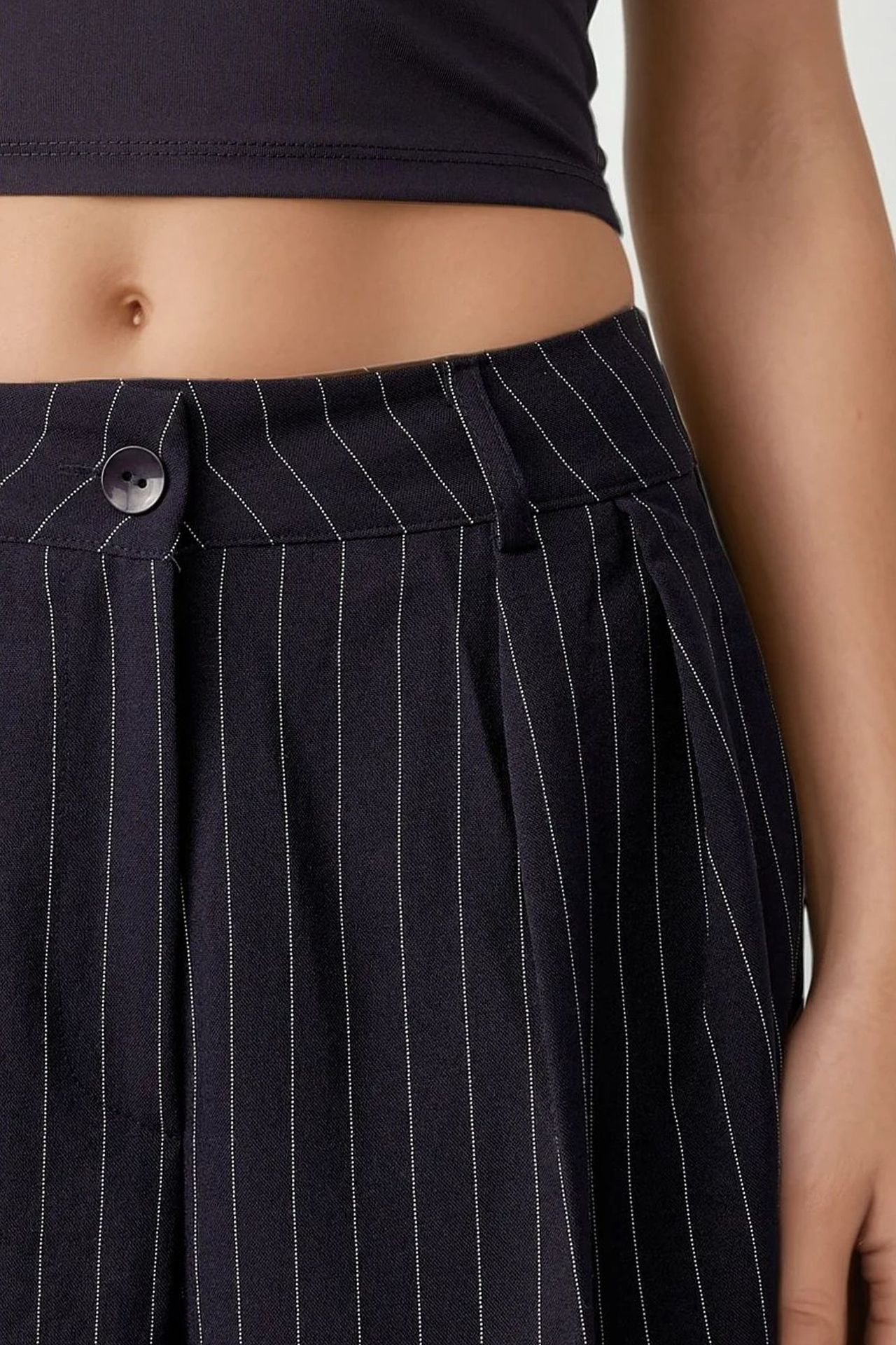 Striped Wide Leg Pleated Palazzo Pants