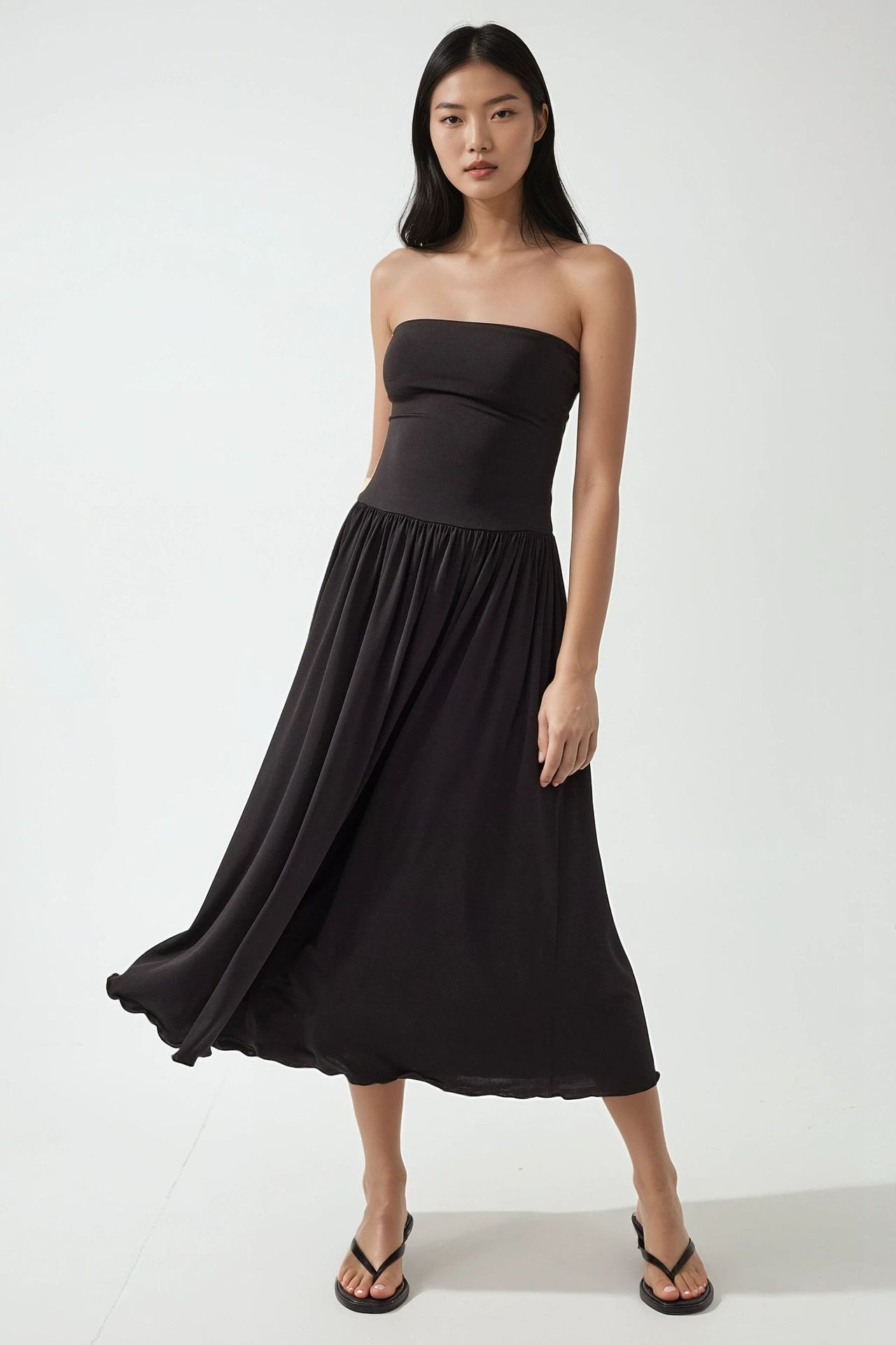 2-in-1 Midi Elastic Strapless Dress/Skirt
