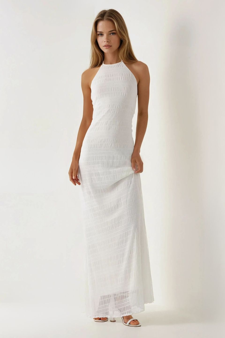 Maxi Bodycon Dress with Halter Collar