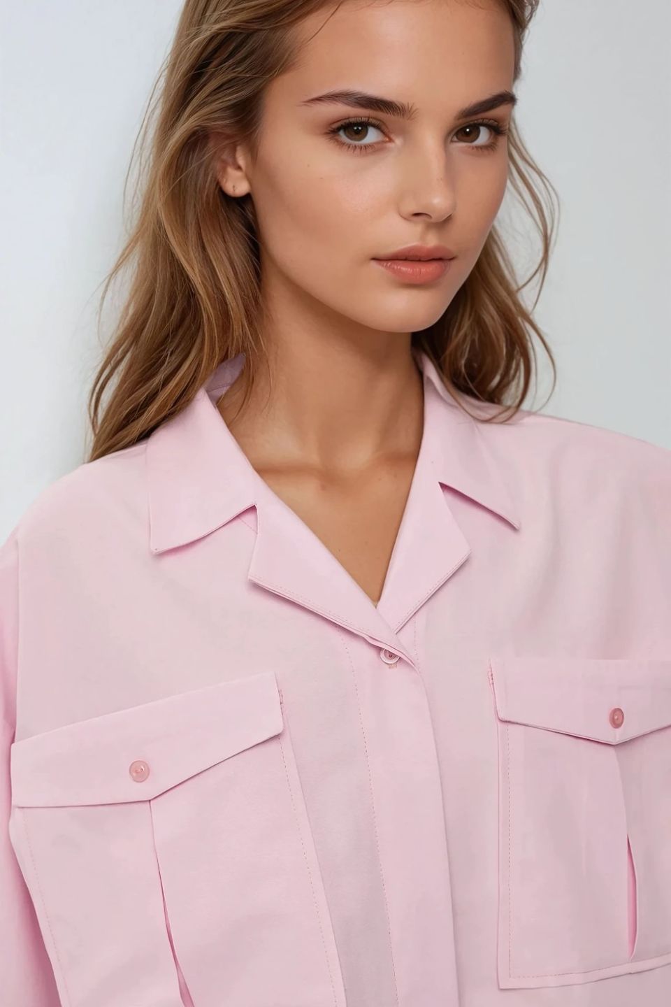 Crop Shirt with a Pocket Detail