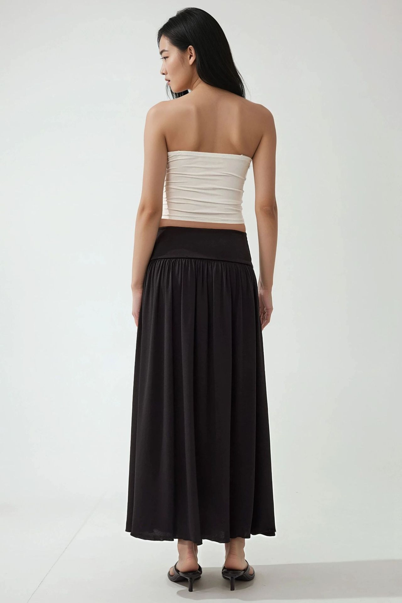2-in-1 Midi Elastic Strapless Dress/Skirt