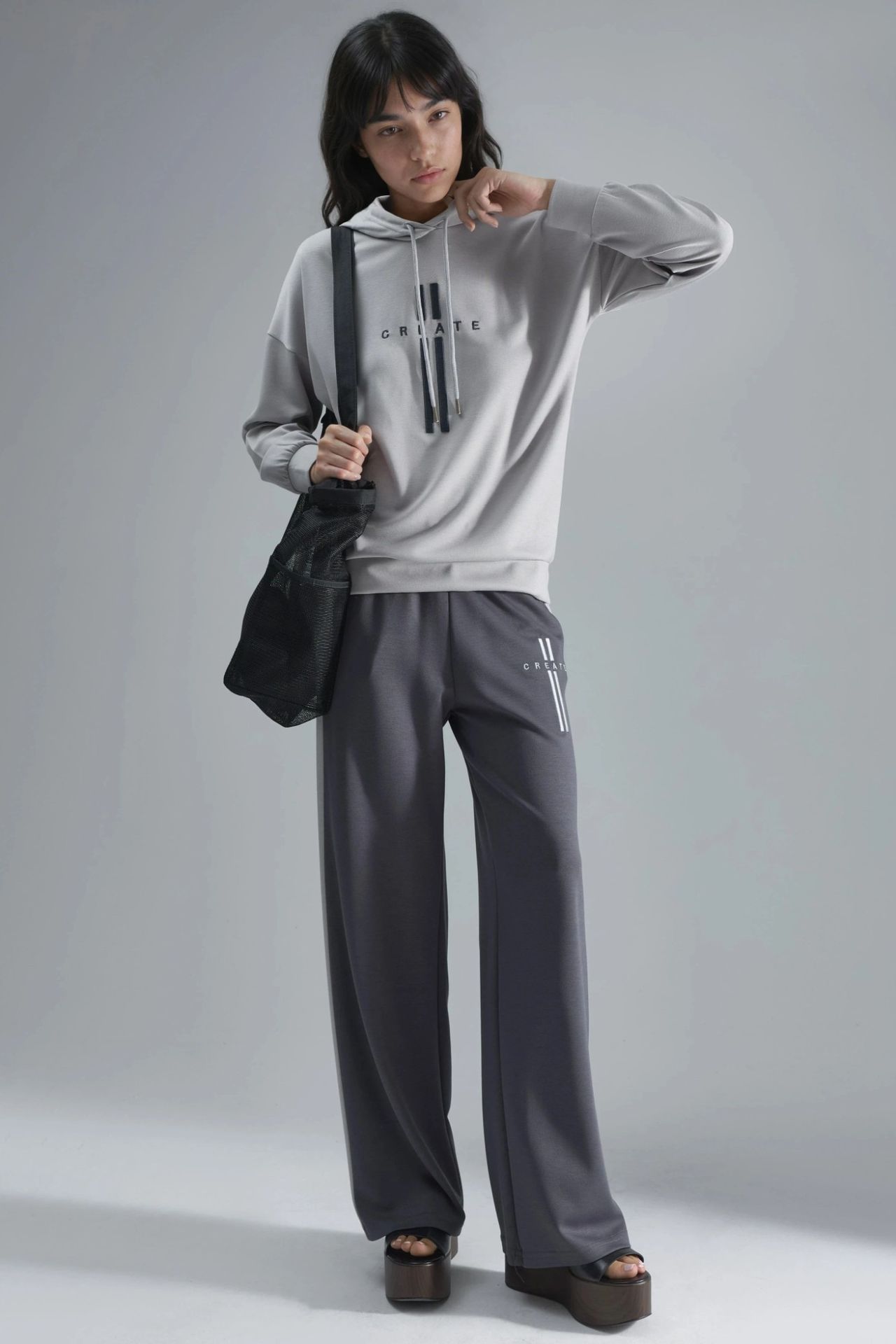 Modal Touch Hooded Sweatshirt & Stripe Detailed Pants Set Bersan Collection