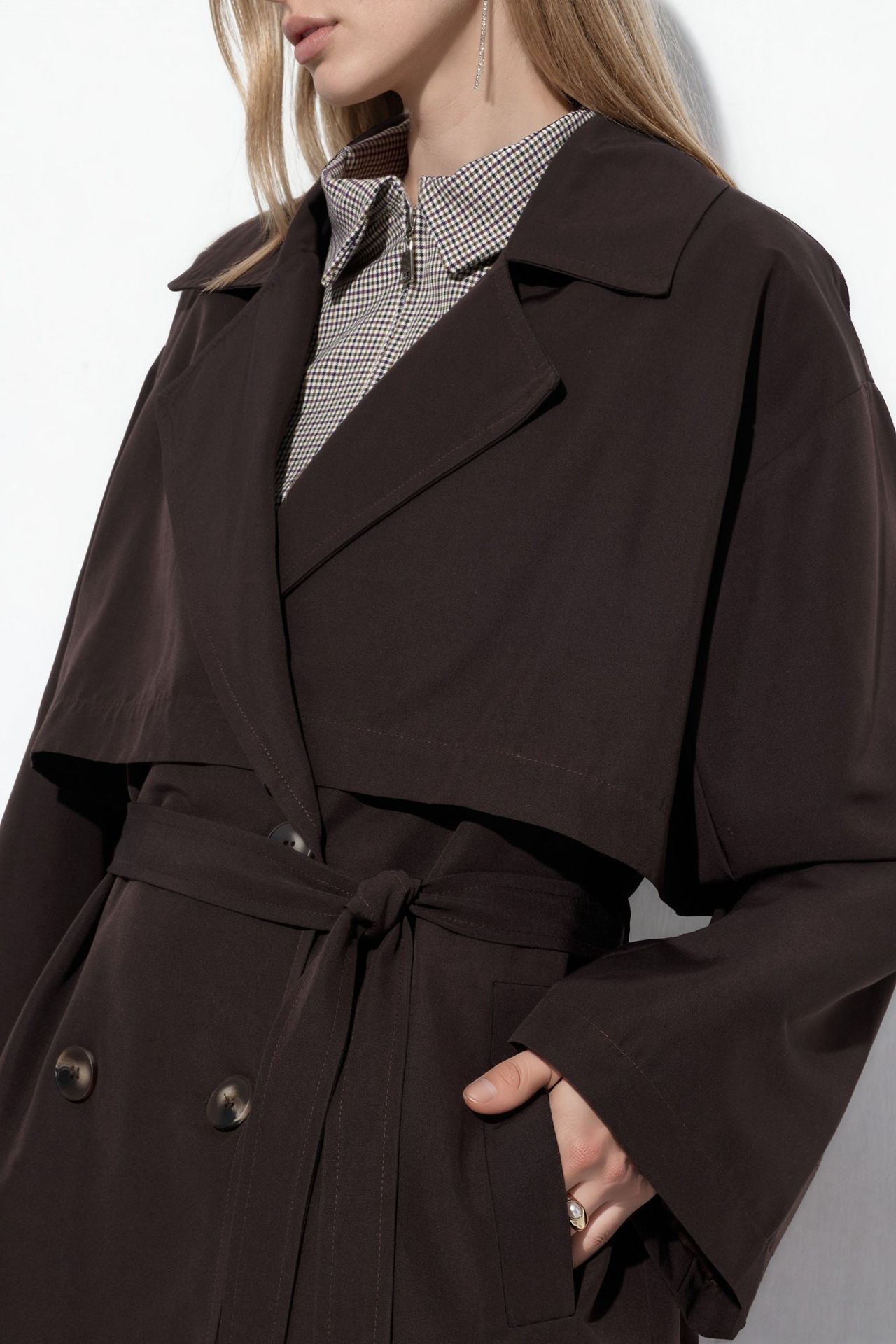 Double-Breasted Belted Trench Coat 4