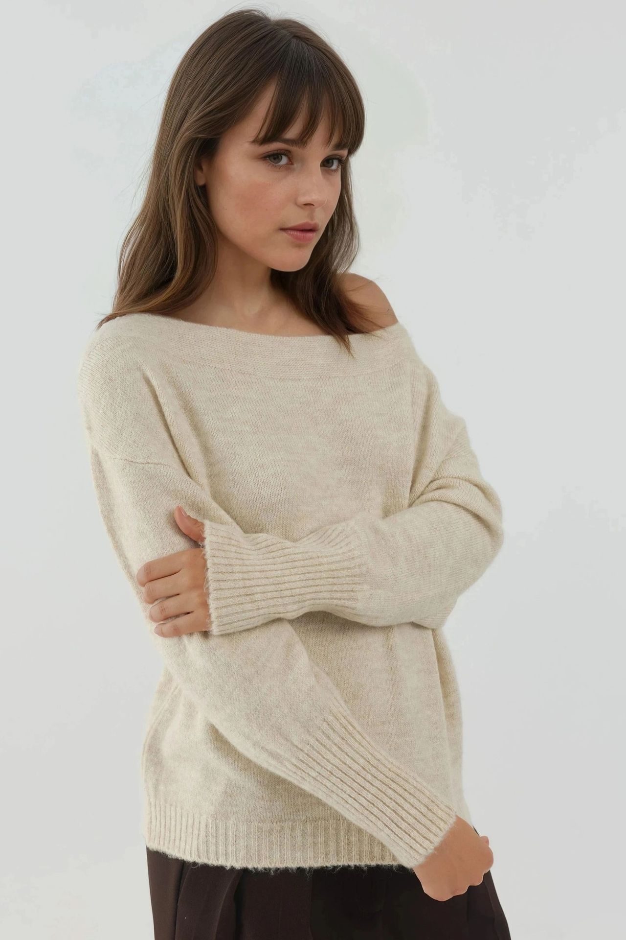 Soft Textured Off Shoulder Knit Sweater 4