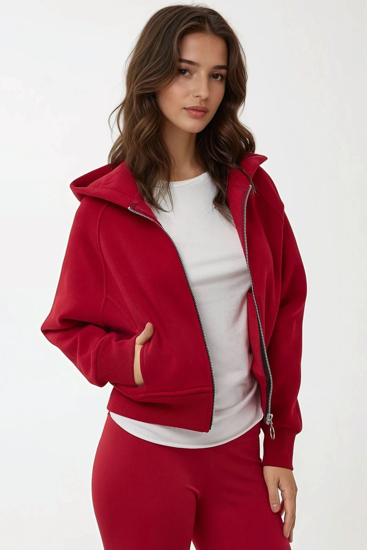 Relaxed Fit Zippered Hoodie
