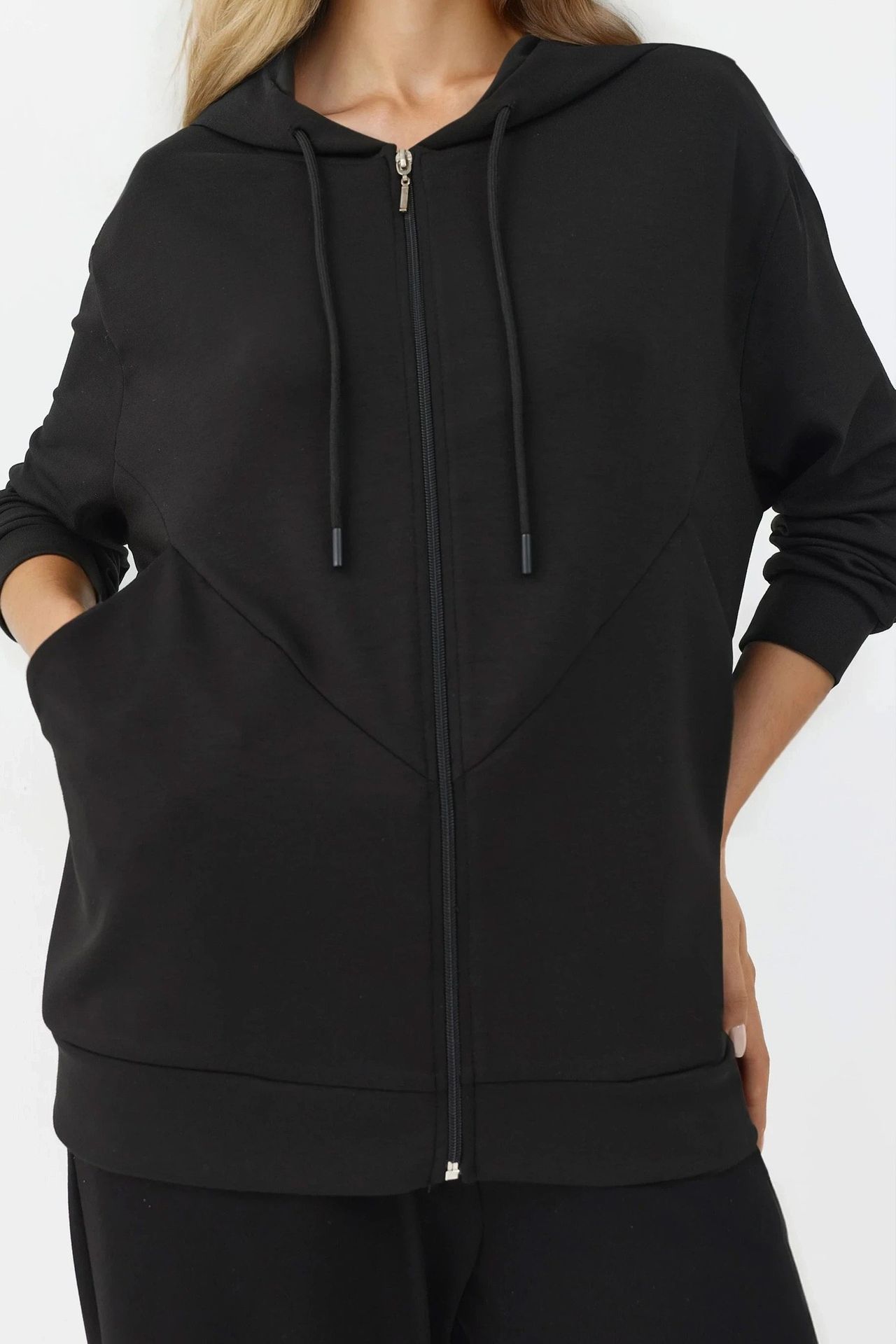 Modal Touch Fermuarlı Kapşonlu Sweatshirt 7