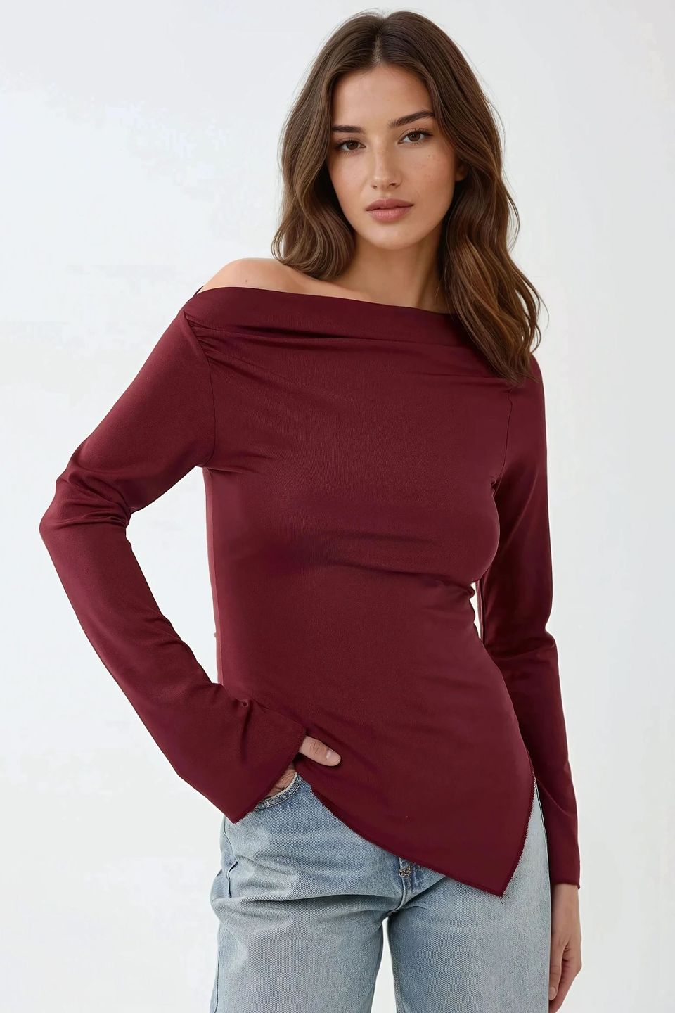 Asymmetric Ribbed Top with Slit