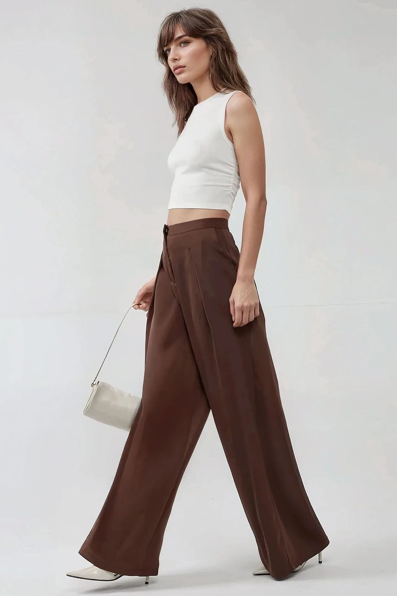 High Waist Wide Leg Satin Palazzo Pants