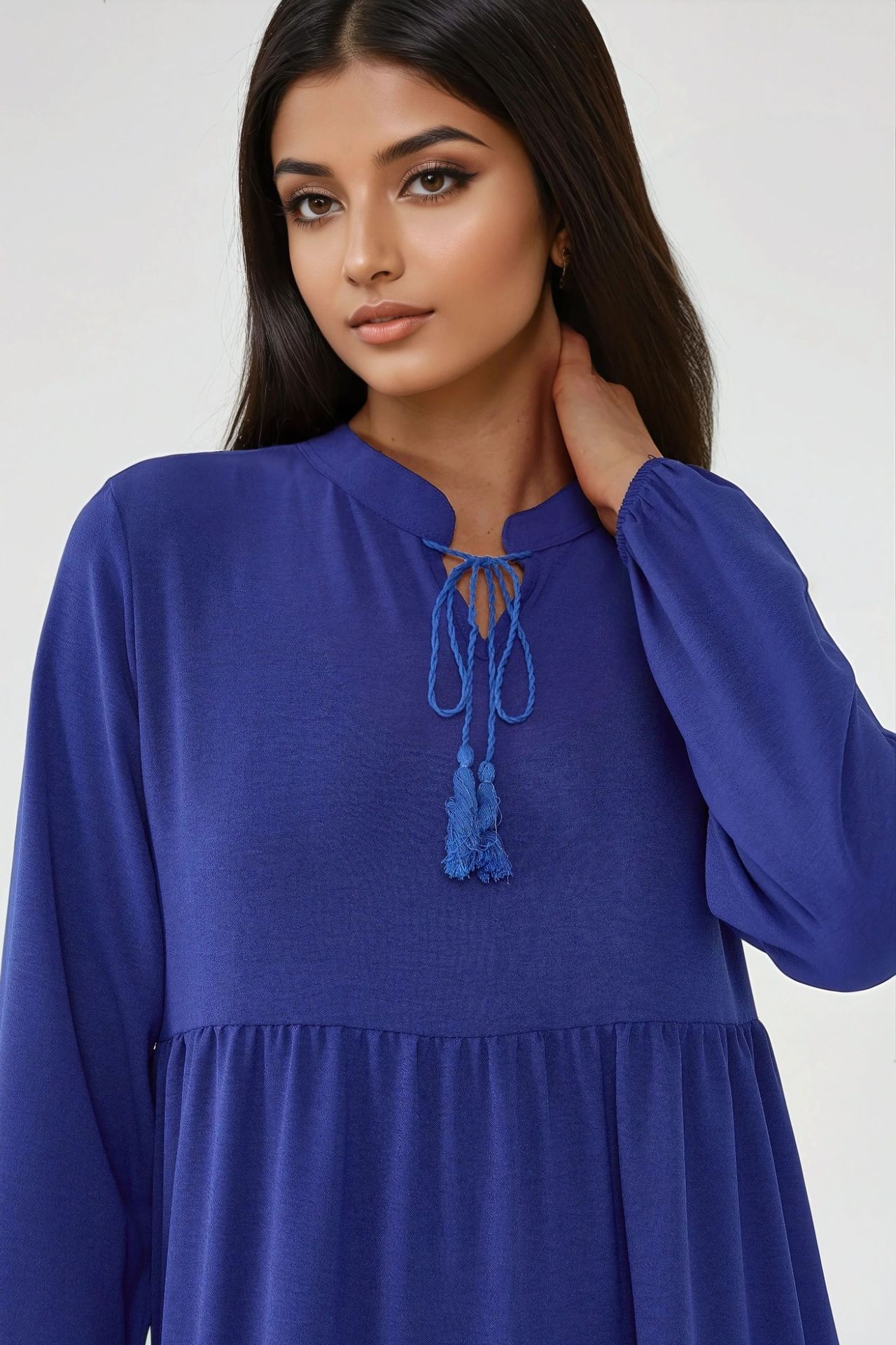 Textured Long Sleeve Crew Neck Maxi Dress