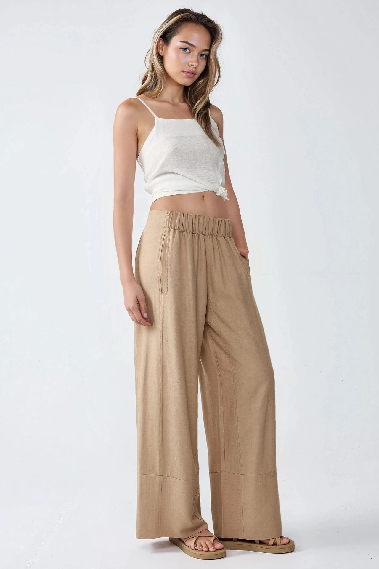 Wide Leg Elastic Waist Pants