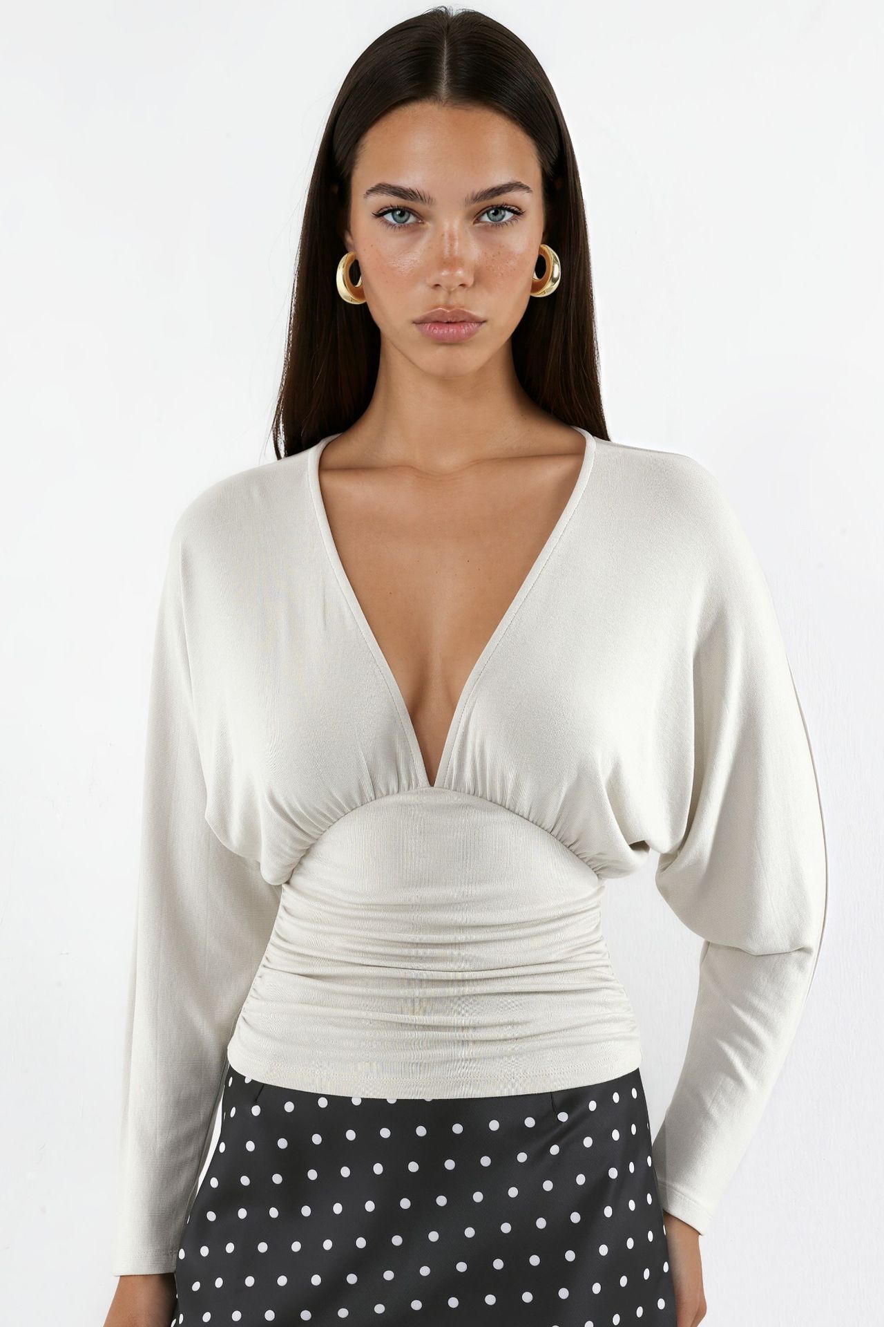Relaxed Fit V-Neck Knit Blouse 1
