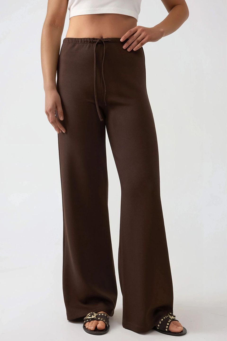 Wide Leg Textured Long Pants