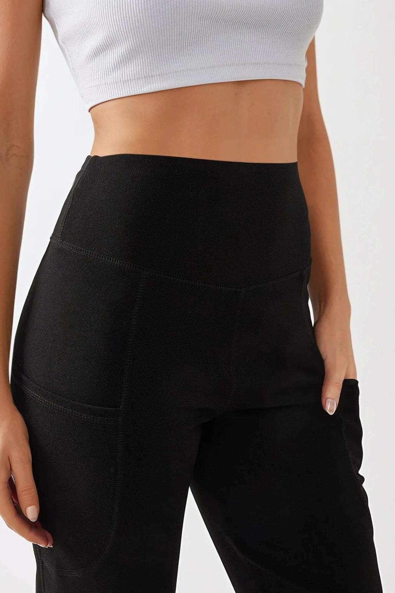 High Waist Wide Leg Crepe Pants