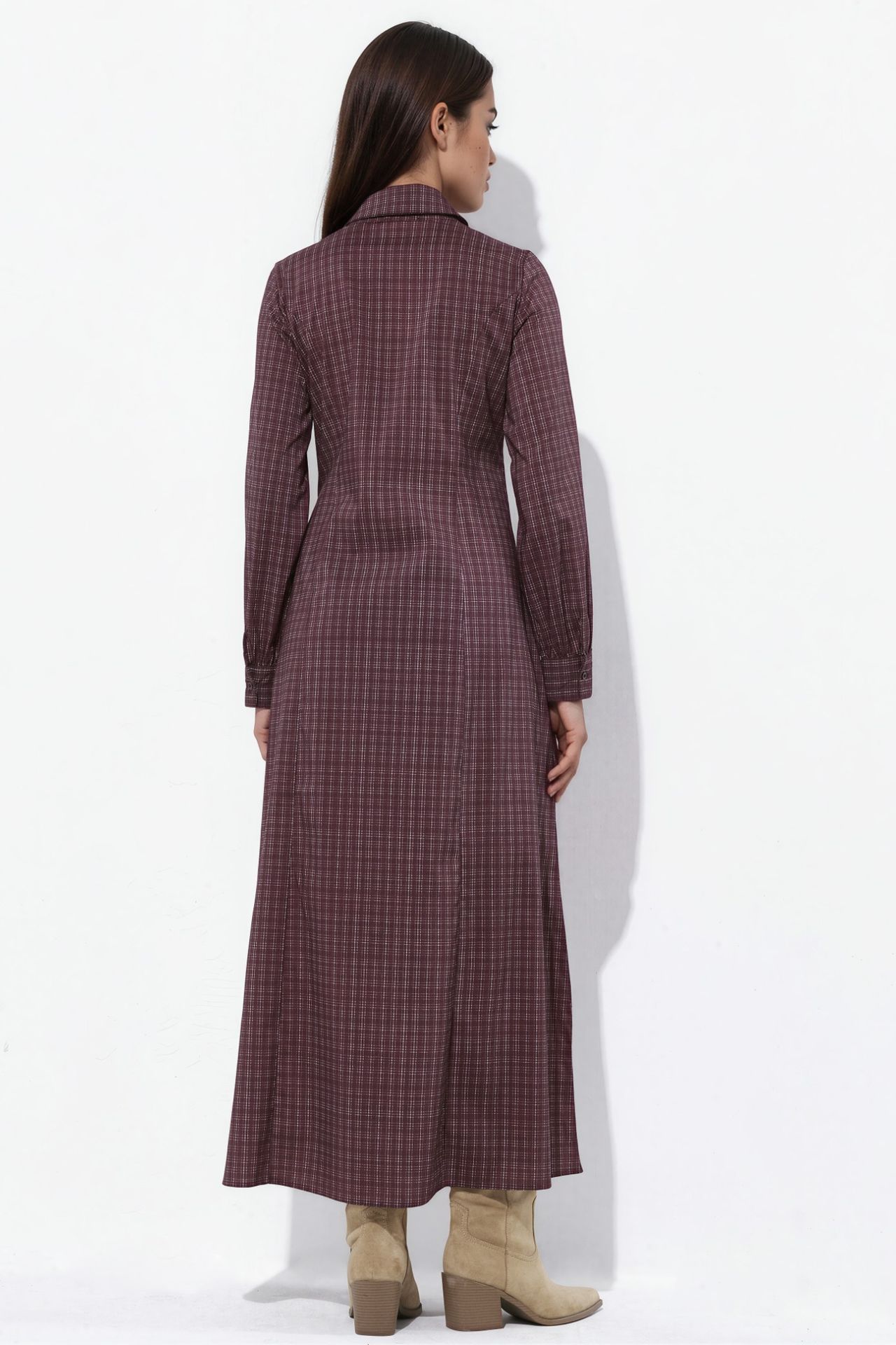 Plaid Shirt Dress with Corset Lace-Up Detail 4