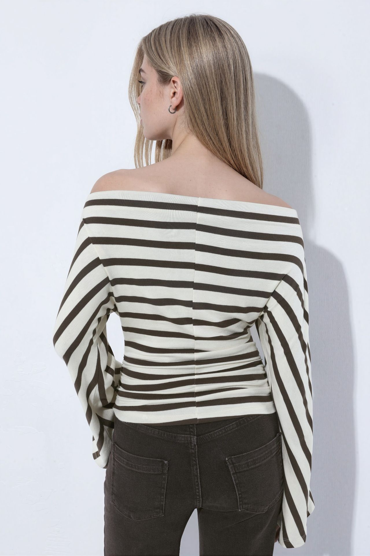 Striped Boat Neck Long Sleeve T-Shirt 3