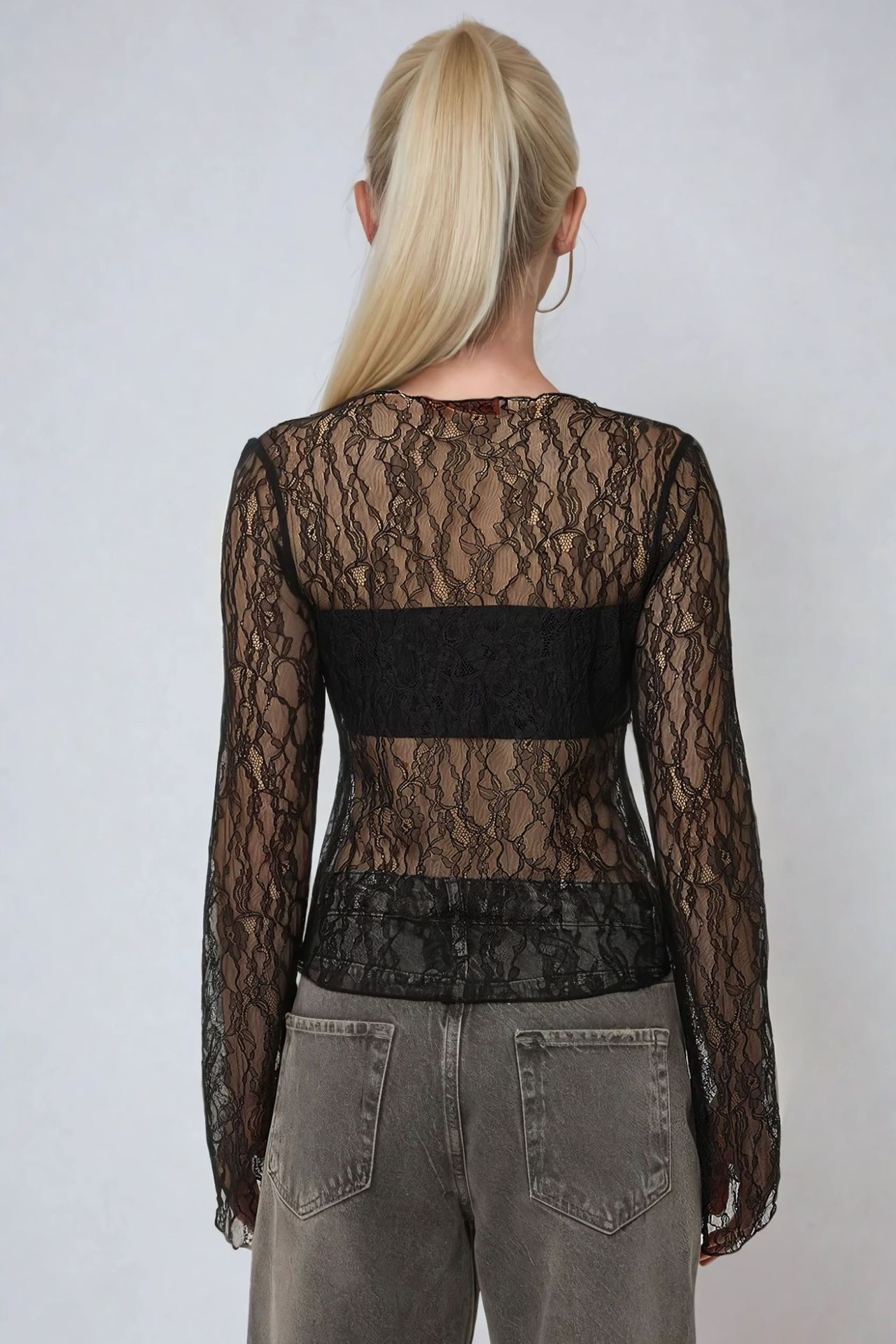 Crew Neck Lace Blouse