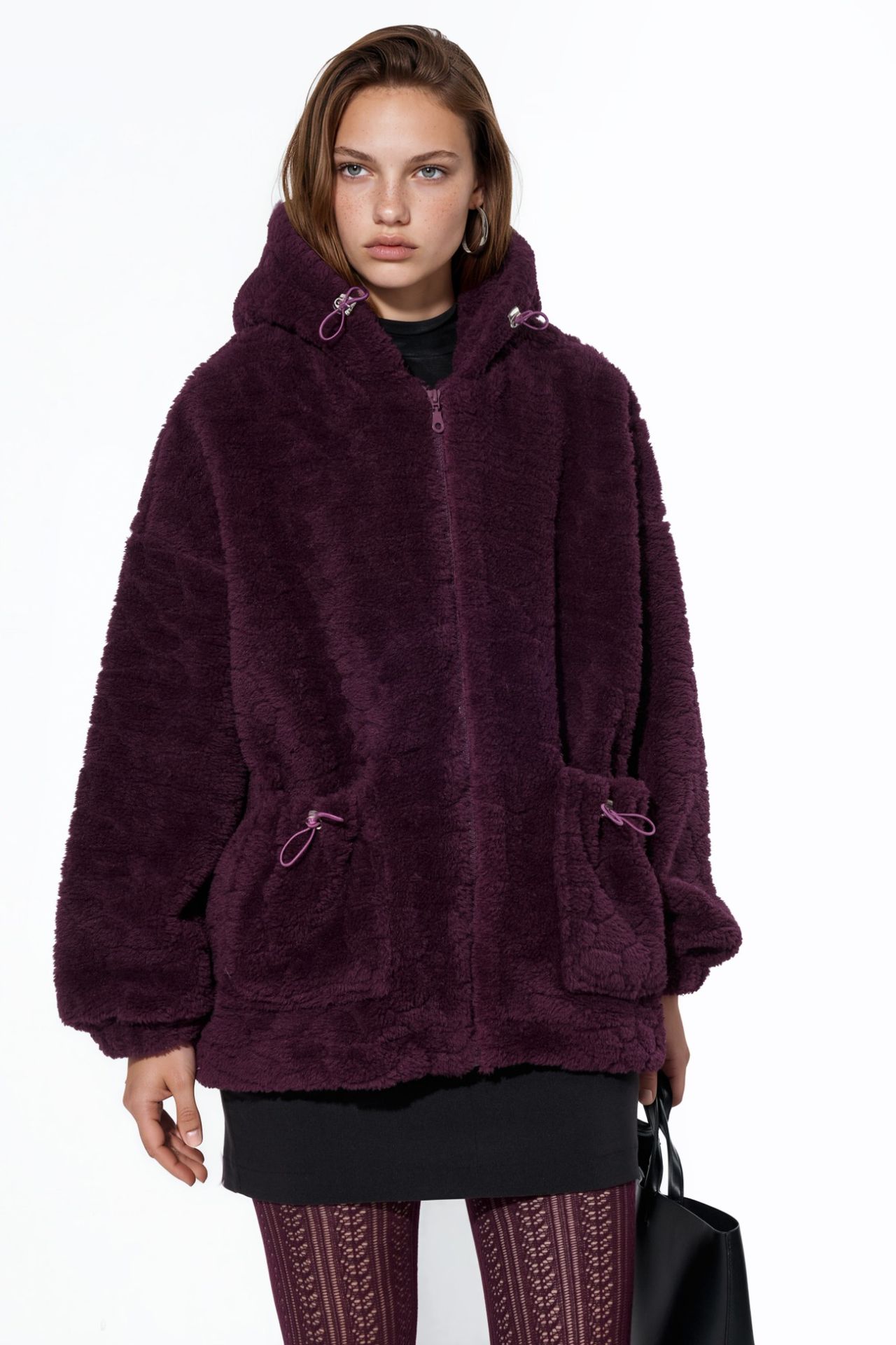 Oversized Hooded Textured Jacket 1