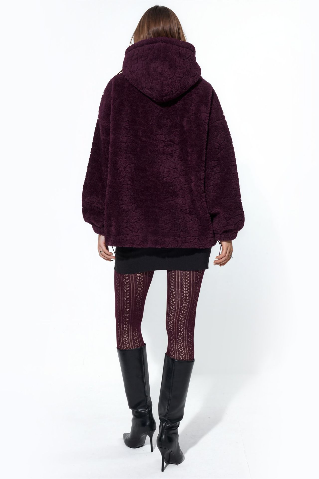 Oversized Hooded Textured Jacket 3